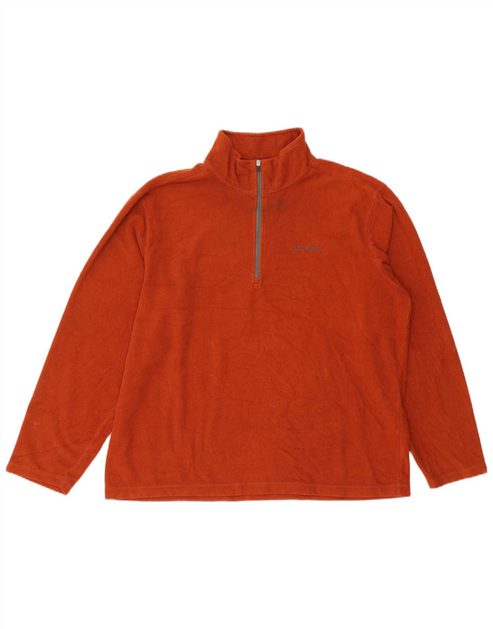 EDDIE BAUER Fleecetrøje med lynlås til mænd Large Orange Polyester