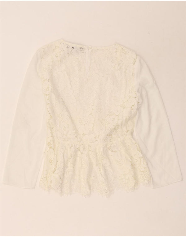 French Connection Dame 3/4 ærmet bluse Top UK 10 Small White Floral