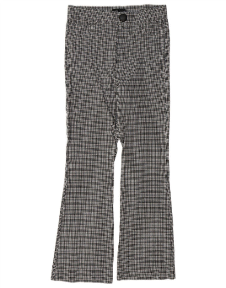 Zara Dame Bootcut Casual Bukser Medium W28 L26 Grå Houndstooth Viscose