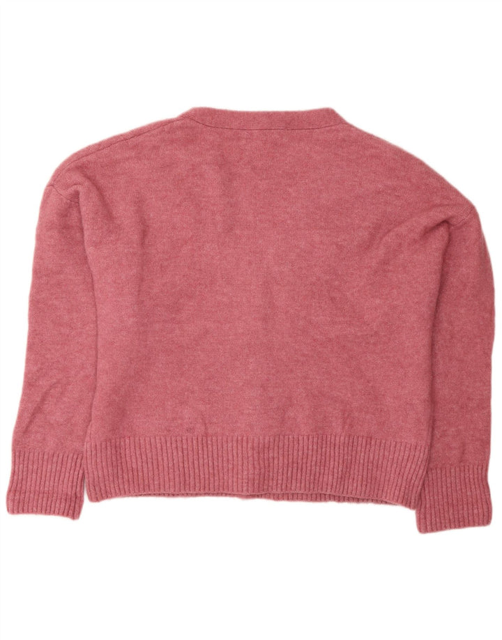 Zara Kvinders Oversized Cardigan Sweater UK 14 Medium Pink Akryl