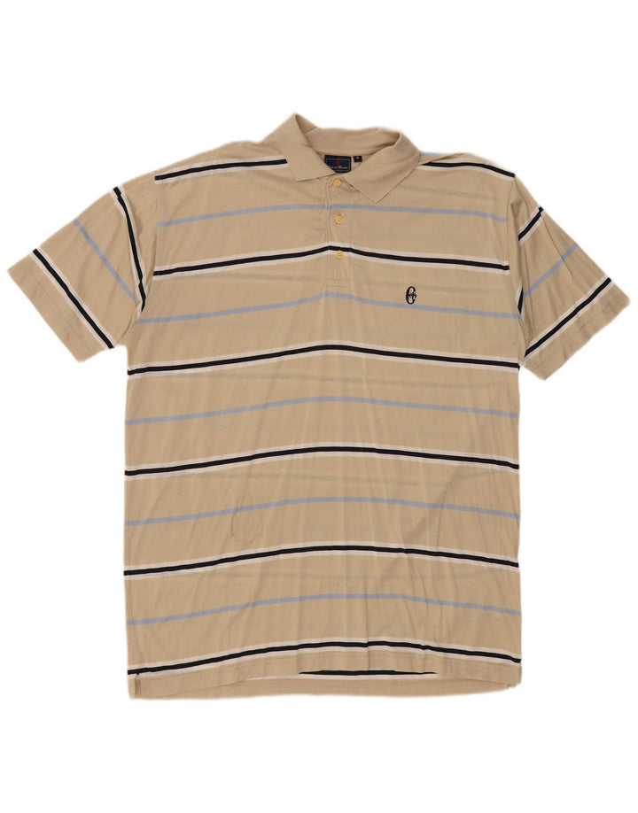 CONTE OF FLORENCE Herre poloshirt XL Beige stribet bomuld