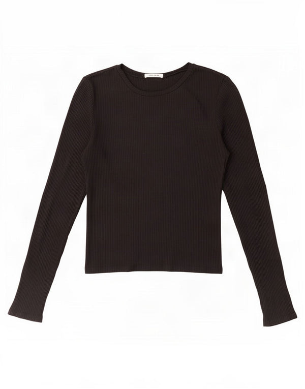 Zara Womens Crop Top Langærmet UK 14 Large Black