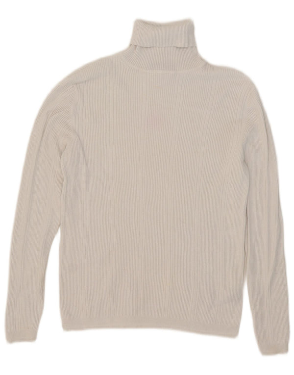 Marks & Spencer Dame Rullehals sweater UK 12 Medium White Viscose