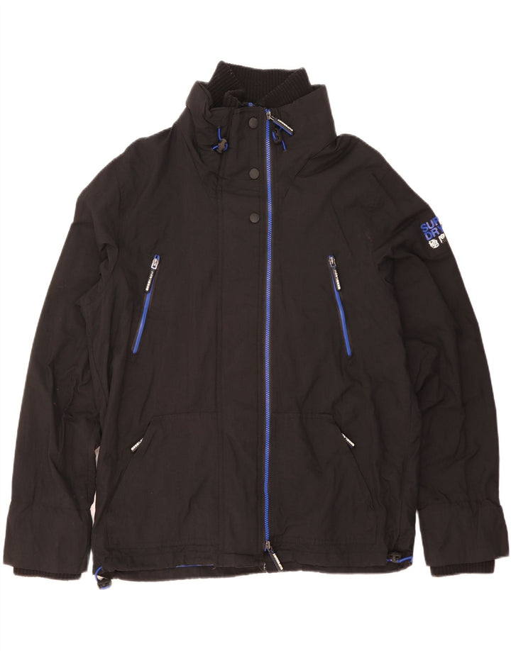 SUPERDRY Herre The Wind Attacker Grafisk regnjakke UK 44 2XL Sort Nylon