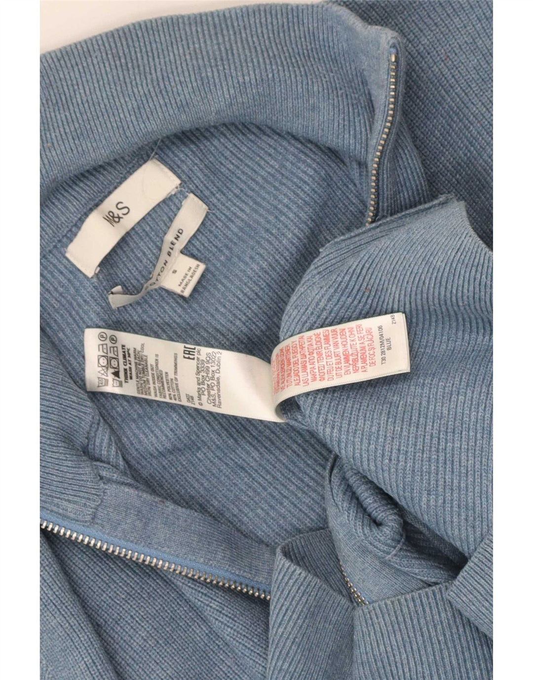 Marks & Spencer Herre cardigan sweater med fuld lynlås, lille blå polyester