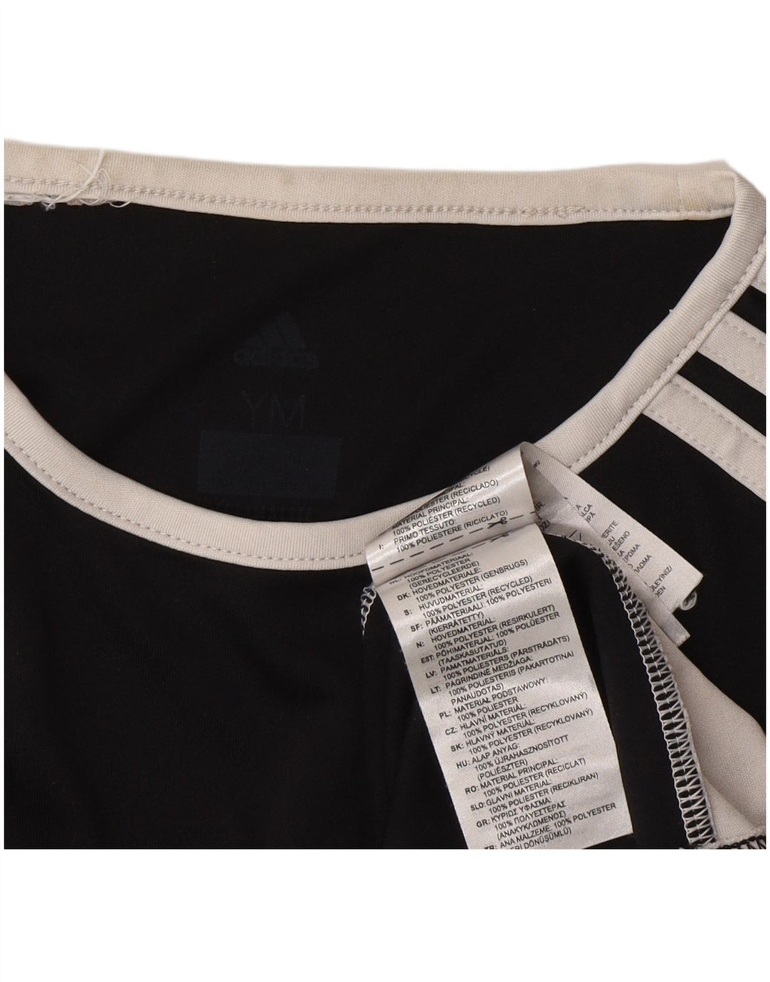 Adidas Boys T-Shirt Top 11-12 år Medium Sort Colourblock Polyester