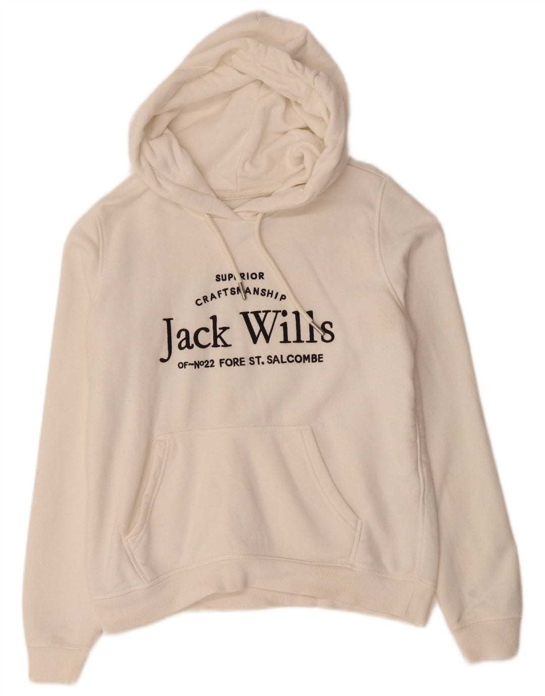 JACK WILLS Grafisk oversized hættetrøje til damer UK 10 Lille hvid bomuld