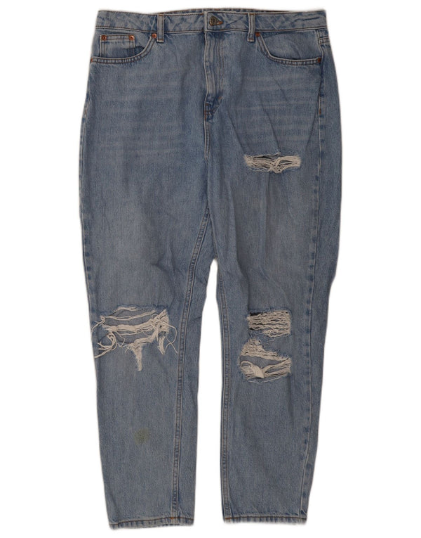Topshop Herre Mom Distressed Tapered Jeans W34 L30 Blå Bomuld