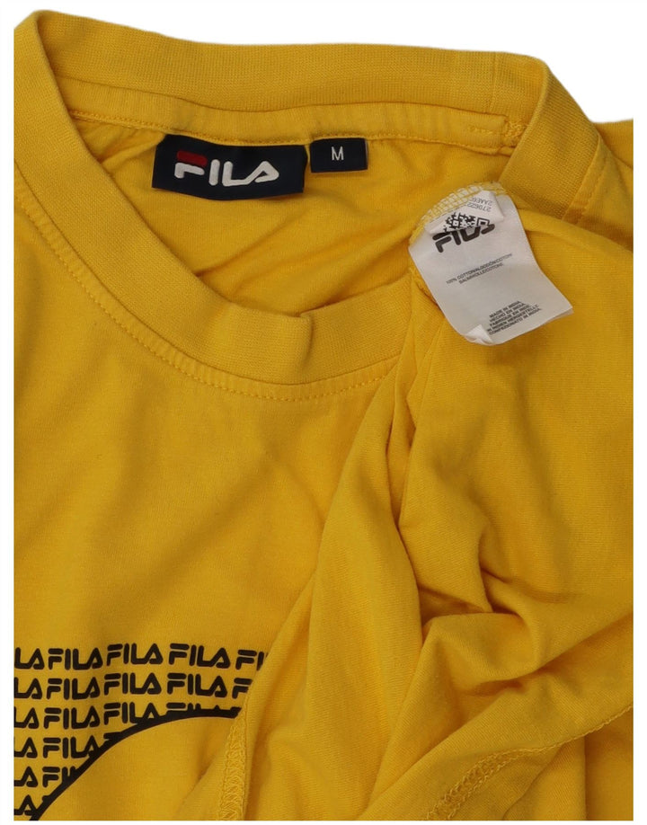 Fila Herre Grafisk T-Shirt Top Medium Gul Bomuld