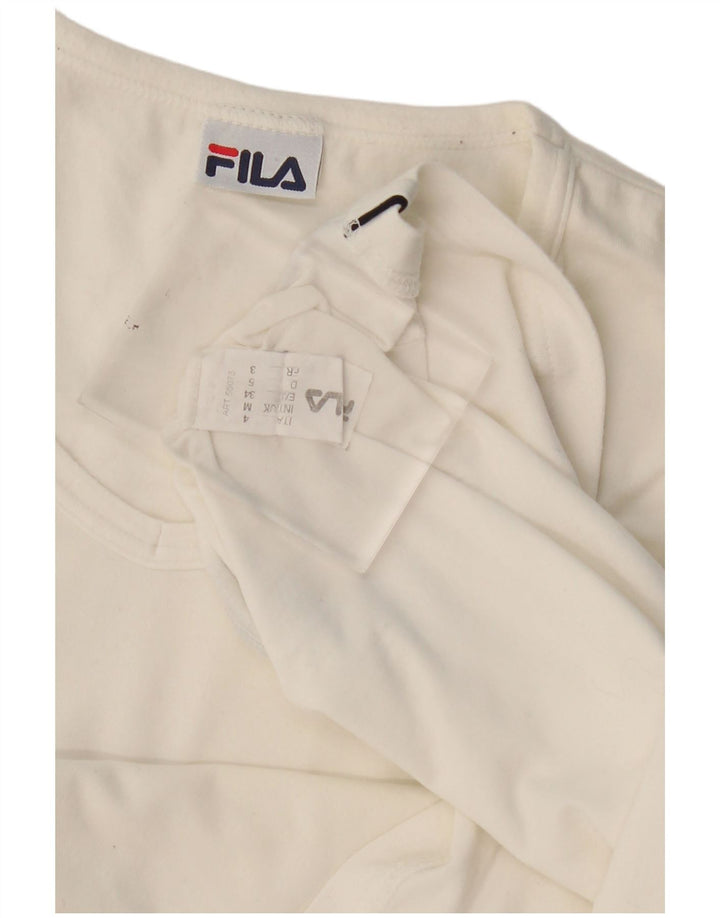 Fila Dame T-Shirt Top UK 14 Medium Hvid Bomuld