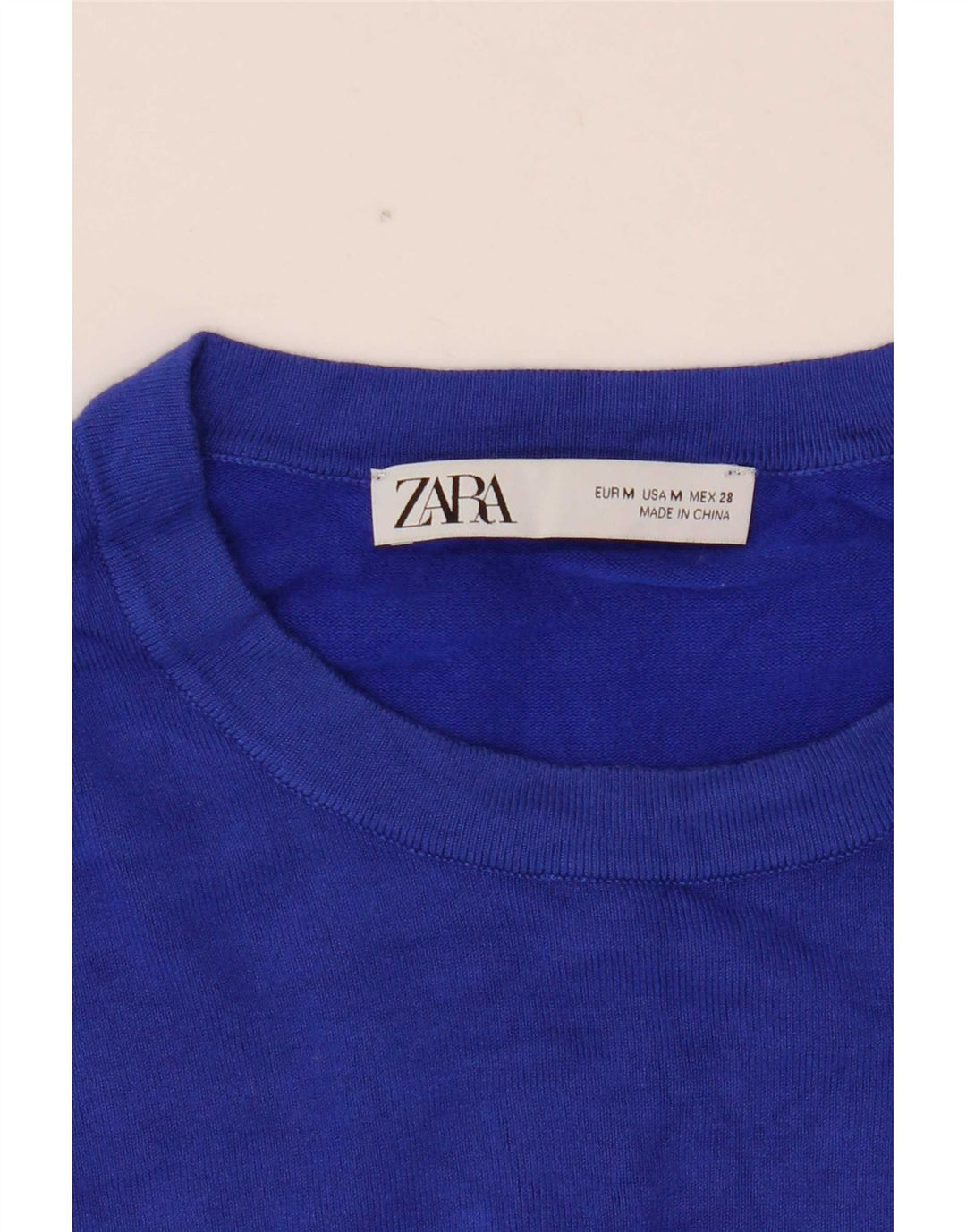 Zara Womens Crop Jumper Sweater UK 12 Medium Blue
