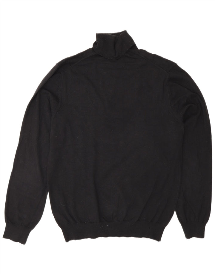 French Connection Dame Roll Neck Jumper Sweater UK 14 Medium Sort Bomuld