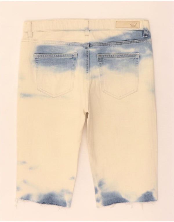 Zara Womens Trafaluc Skinny Denim Shorts EU 38 Small W28 Blue Tie Dye