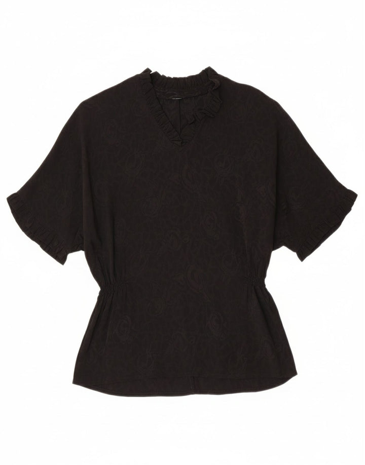 VINTAGE Womens Blouse Top UK 10 Small Black Paisley Vintage Vintage and Second-Hand Vintage from Messina Hembry 