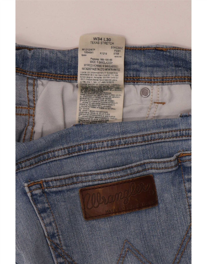 Wrangler Herre Texas Stretch Straight Jeans W34 L30 Blå Bomuld