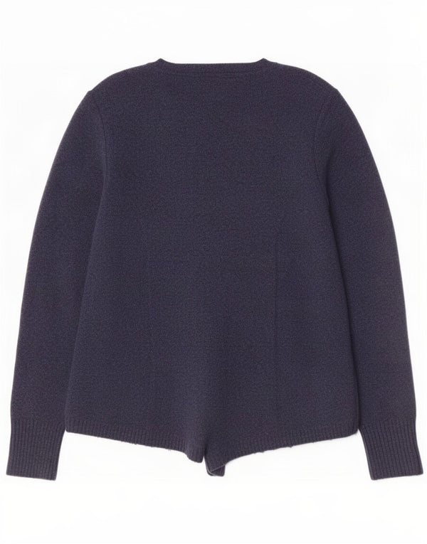 White Stuff Womens Open Cardigan Sweater UK 12 Medium Navy Blue Nylon