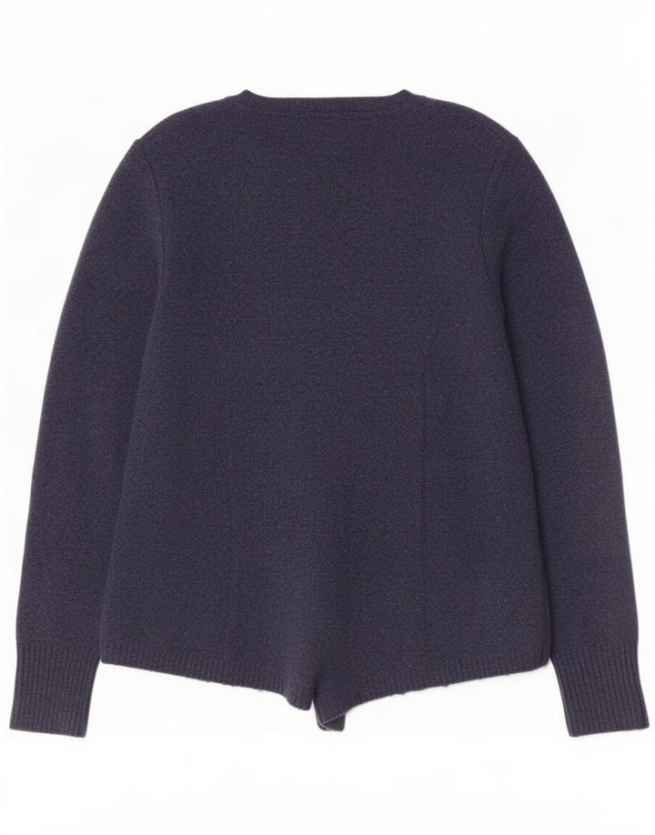 White Stuff Womens Open Cardigan Sweater UK 12 Medium Navy Blue Nylon