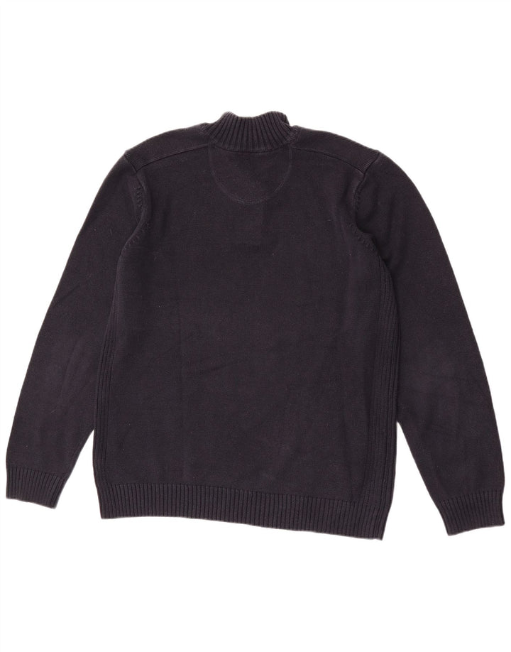 Marks & Spencer Herre Button Neck Jumper Sweater Large Navy Blue