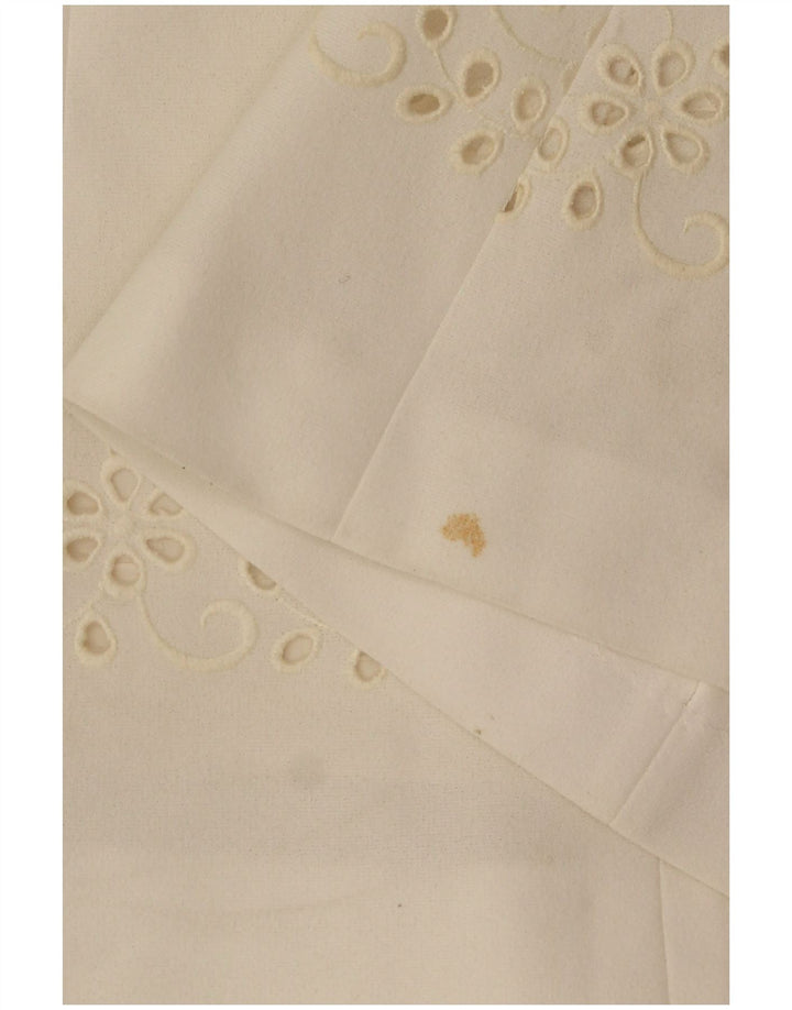 Vintage Dame A-Line Kjole IT 42 Medium White Floral Polyester