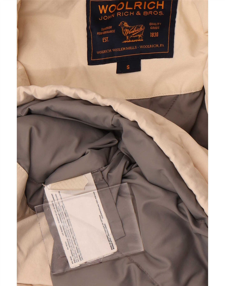 Woolrich Polstret hættejakke til kvinder UK 10 Small Off White Bomuld