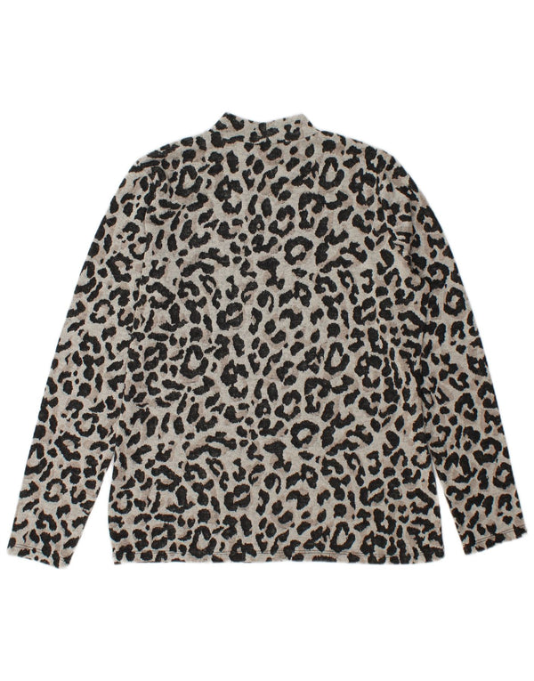 Oasis Dame Top Langærmet UK 14 Medium Grey Animal Print Polyester