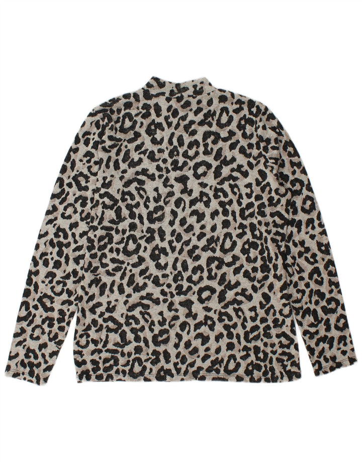 Oasis Dame Top Langærmet UK 14 Medium Grey Animal Print Polyester