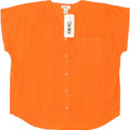 VINTAGE Womens Short Sleeve Shirt EU 42 Large Orange Polyester Vintage Vintage and Second-Hand Vintage from Messina Hembry 