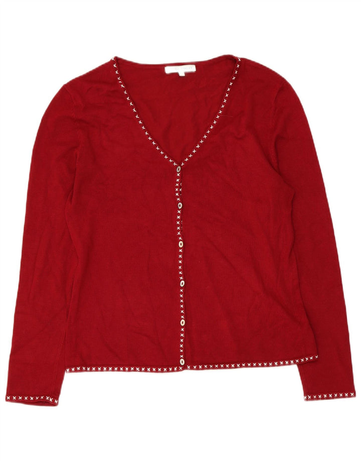 LAURA ASHLEY Dame Cardigan Sweater UK 14 Medium Rød Viscose