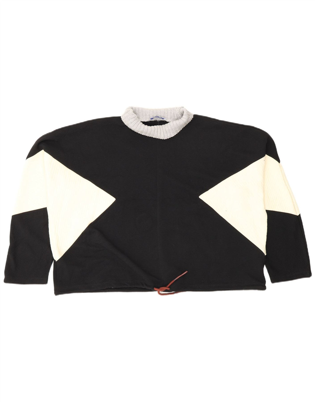Zara Dame Oversized Bluse Top UK 10 Small Black Colourblock Bomuld
