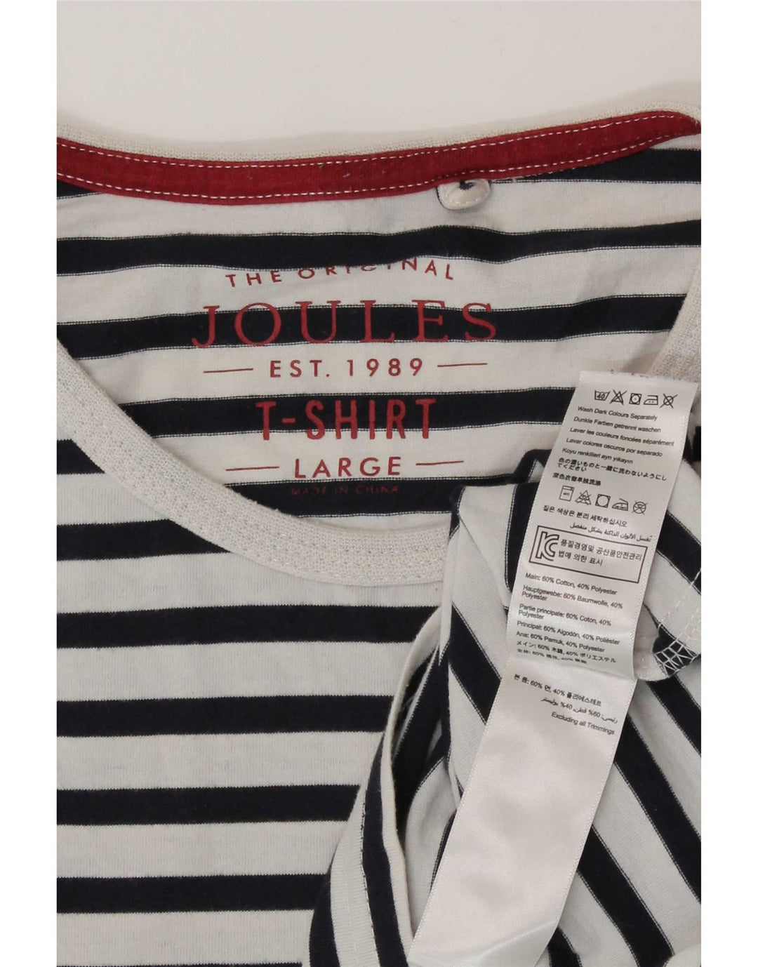 Joules Herre T-shirt Top Stor marineblå stribet bomuld