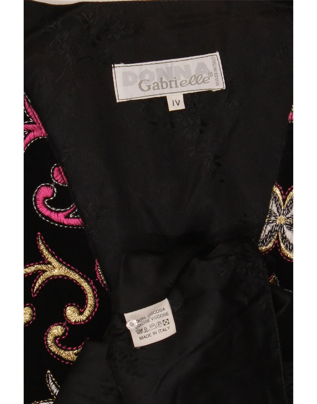 VINTAGE Womens Waistcoat UK 14 Medium Black Floral Viscose Vintage Vintage and Second-Hand Vintage from Messina Hembry 