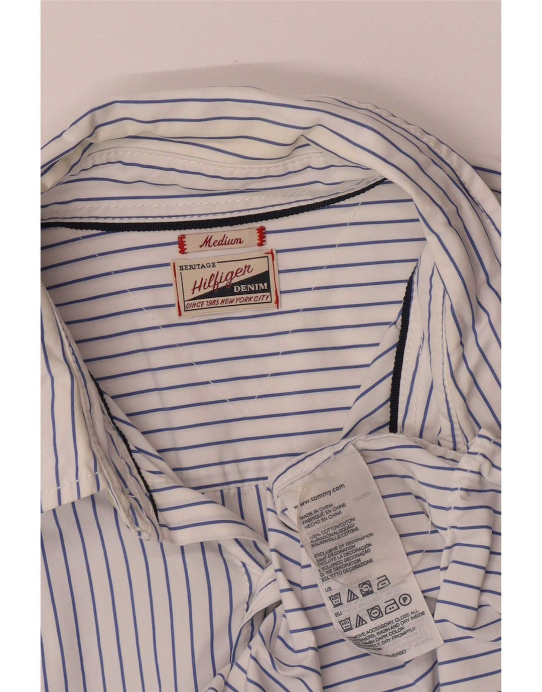Tommy Hilfiger Herre Regular Fit skjorte Medium blå stribet bomuld