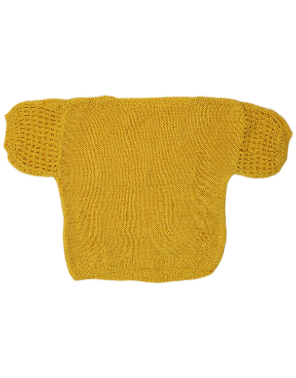 Vintage Dame Kortærmet Boat Neck Jumper Sweater UK 14 Medium Gul