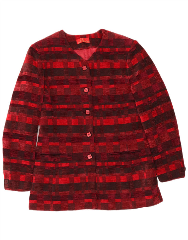 DEVERNOIS PARIS Dame 5-knaps blazerjakke UK 12 Medium Rød Geometrisk