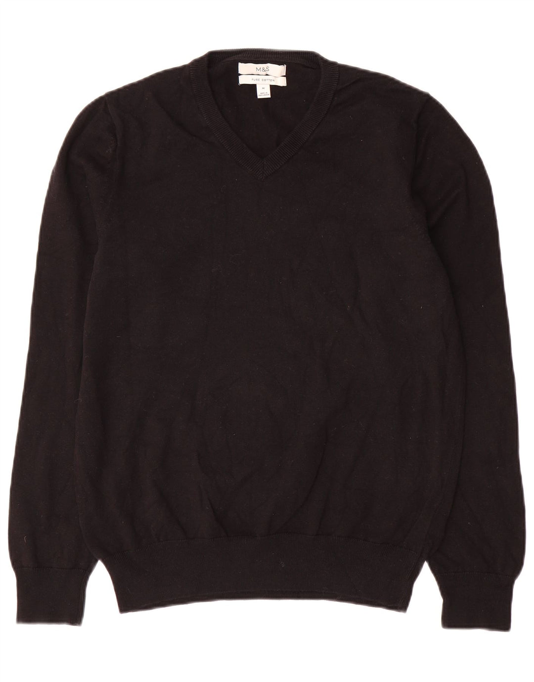 Marks & Spencer Herre V-hals sweater Medium Sort Bomuld