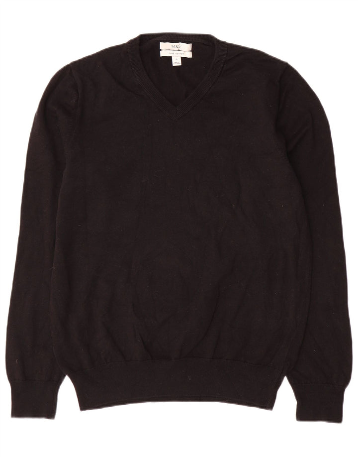 Marks & Spencer Herre V-hals sweater Medium Sort Bomuld