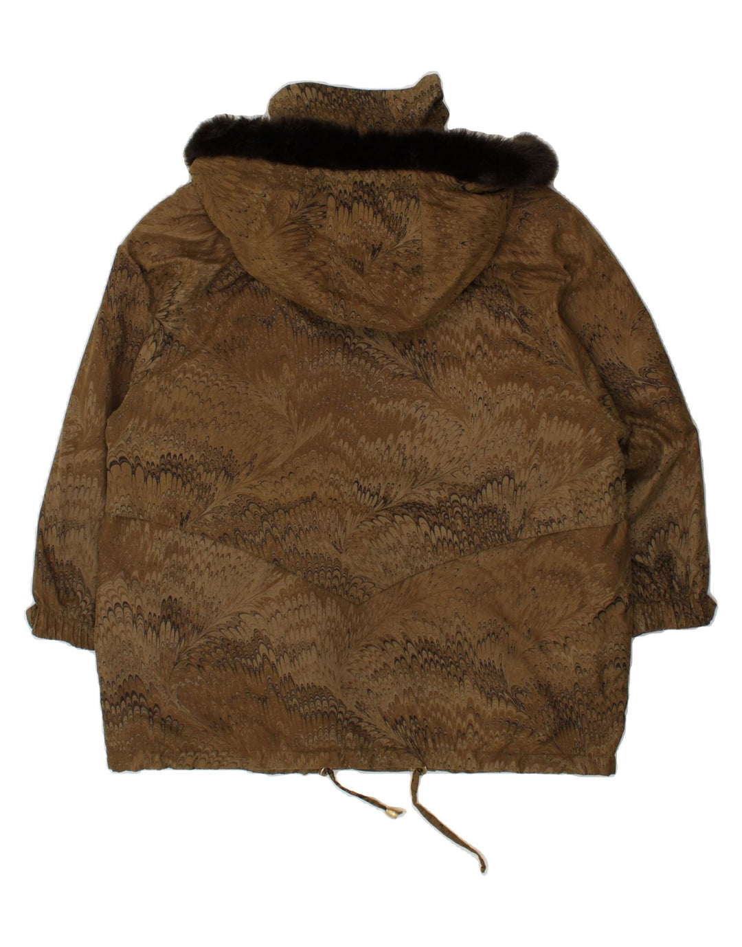VINTAGE Womens Abstract Pattern Hooded Windbreaker Jacket UK 18 XL Brown Vintage Vintage and Second-Hand Vintage from Messina Hembry 