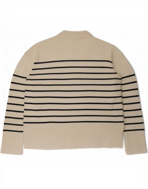 Zara Dame Jumper Sweater UK 10 Small Off White Stribet