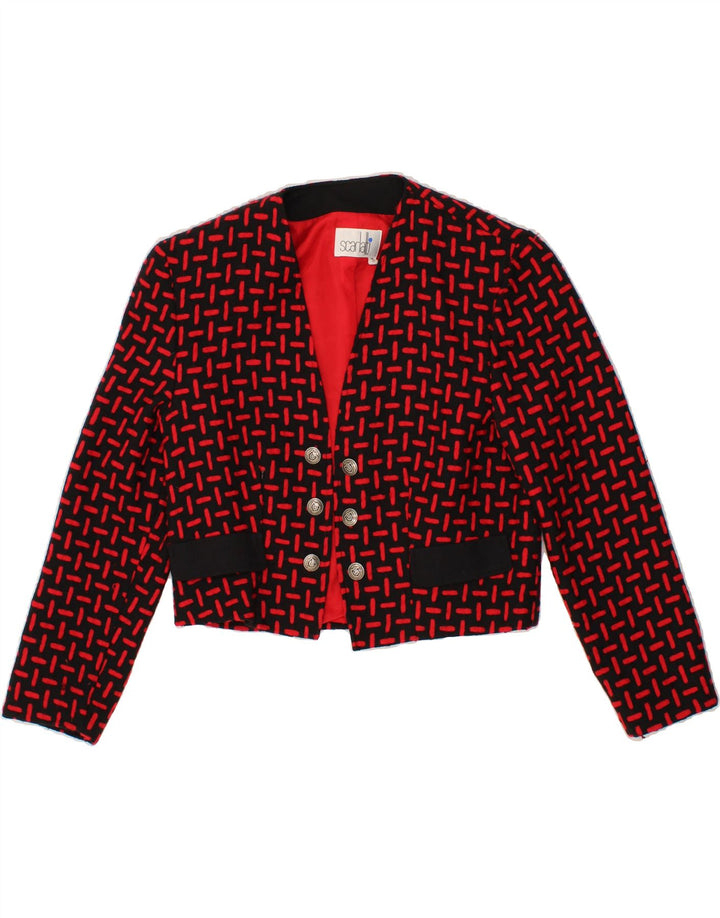 VINTAGE Womens Abstract Pattern 3/4 Sleeve Blazer Jacket EU 38 Medium Red Vintage Vintage and Second-Hand Vintage from Messina Hembry 