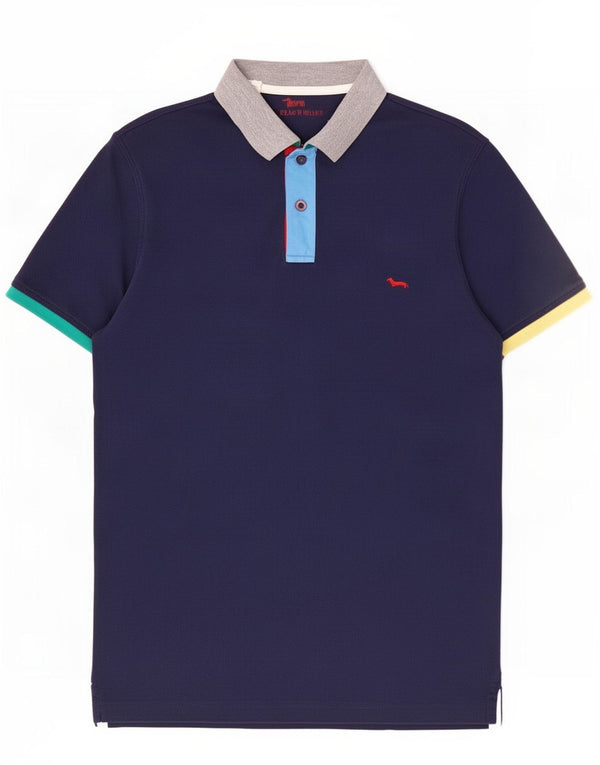 Harmont & Blaine Herre Regular Fit Polo Shirt Small Navy Blue Colourblock