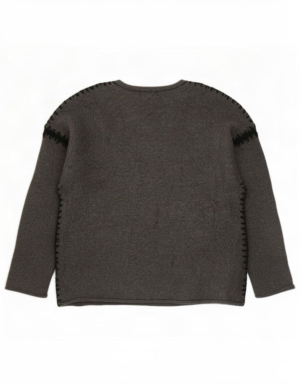 Zara Womens Oversized Crew Neck Jumper Sweater UK 10 Small Grey Acryl