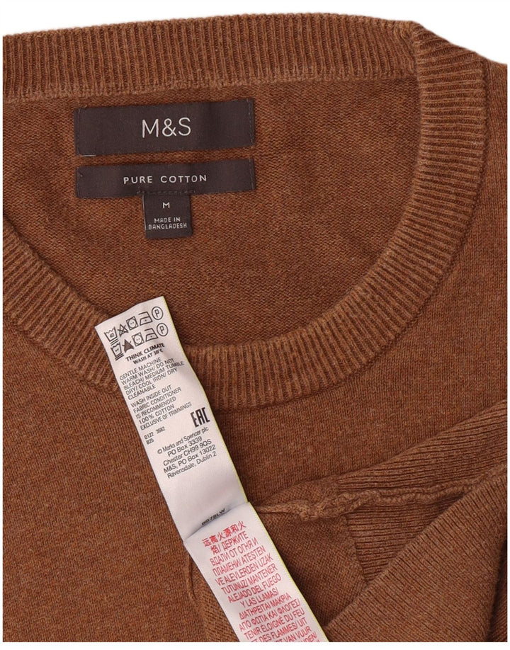 Marks & Spencer Herre sweater med rund hals, medium brun bomuld