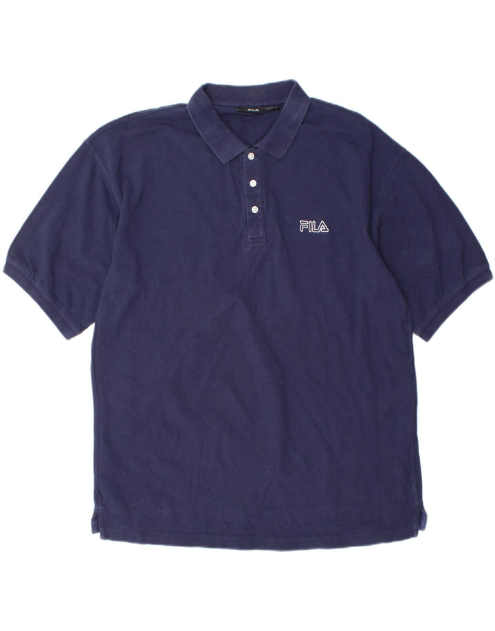FILA Mens Polo Shirt 2XL Navy Blue Cotton Vintage Fila and Second-Hand Fila from Messina Hembry 