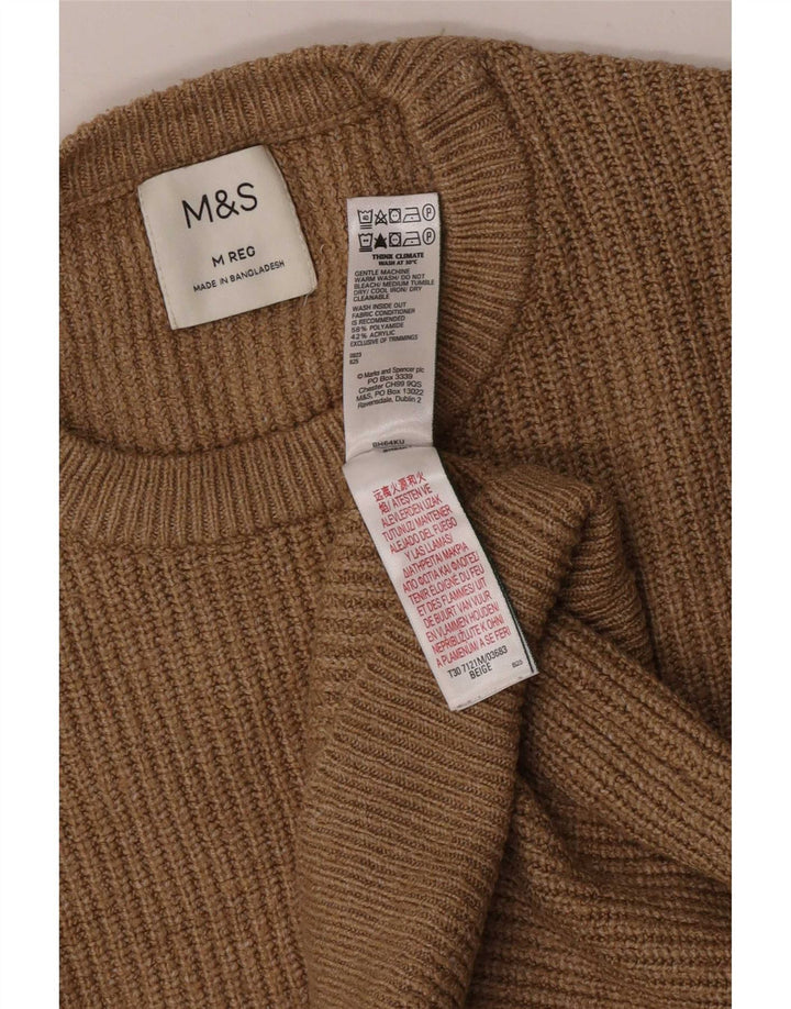 Marks & Spencer Herre sweater med rund hals, medium beige polyamid