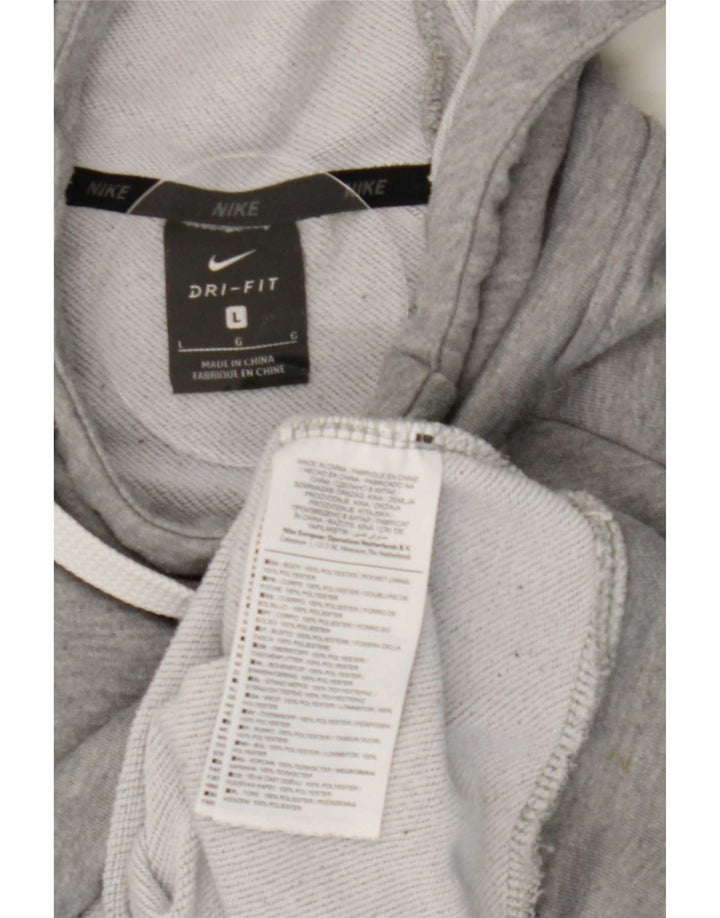 Nike Herre Dri Fit Grafisk Hoodie Jumper Stor Grå Polyester