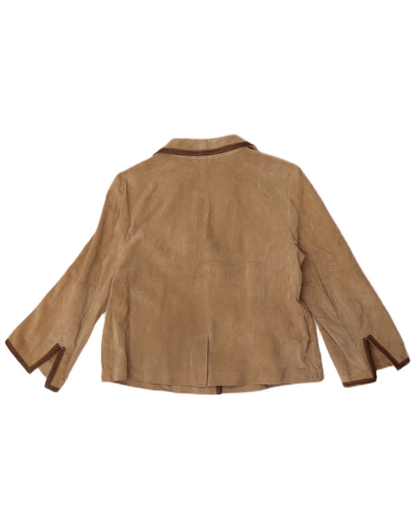 Sinequanone Dame 3/4 ærmet ruskind Bolero jakke IT 42 Medium Beige