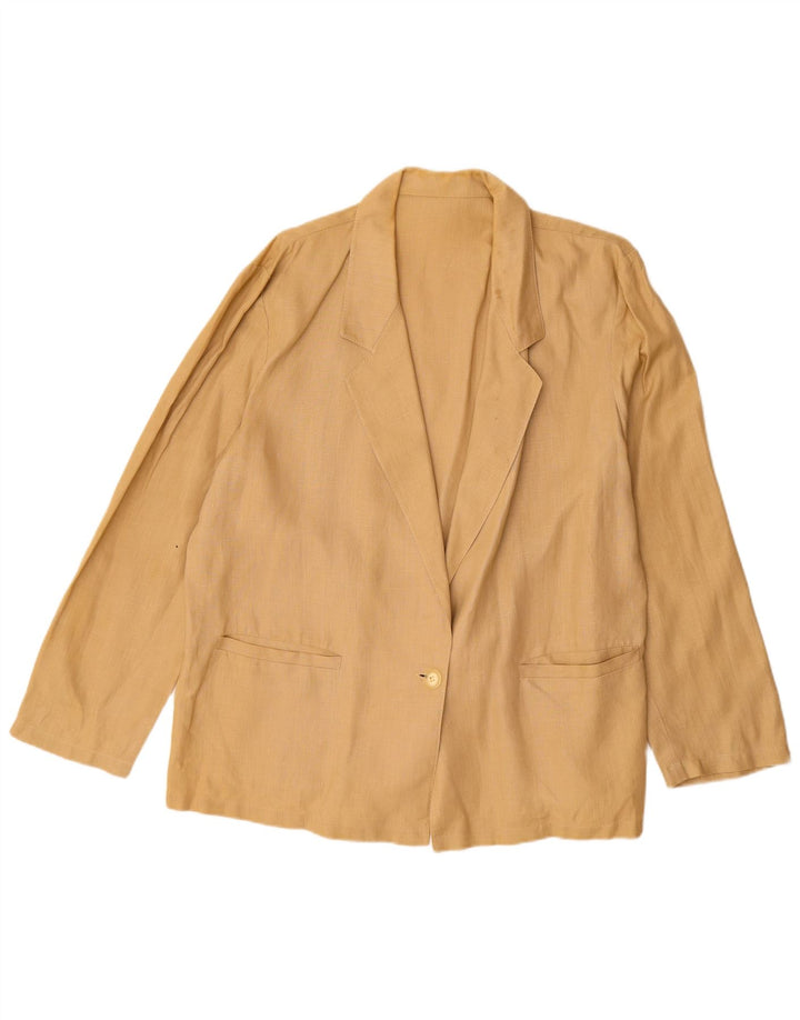 Vintage Dame 1 Knap Blazer Jakke UK 16 Stor Beige