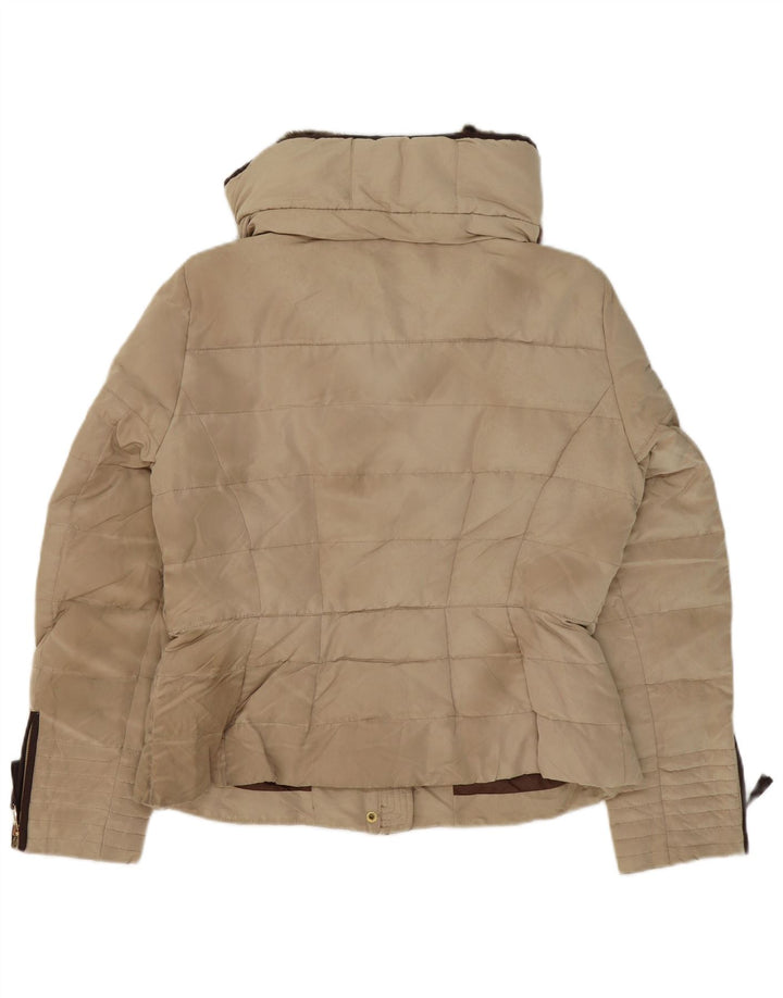 Zara Dame Polstret Jakke UK 18 XL Beige Polyester