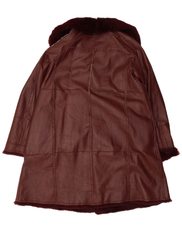 Vintage Dame Shearling Coat UK 16 Large Burgundy