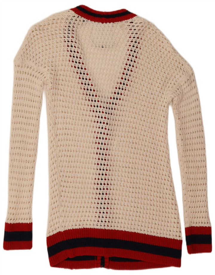 Superdry oversized cardigan sweater til kvinder UK 10 Small White Colourblock